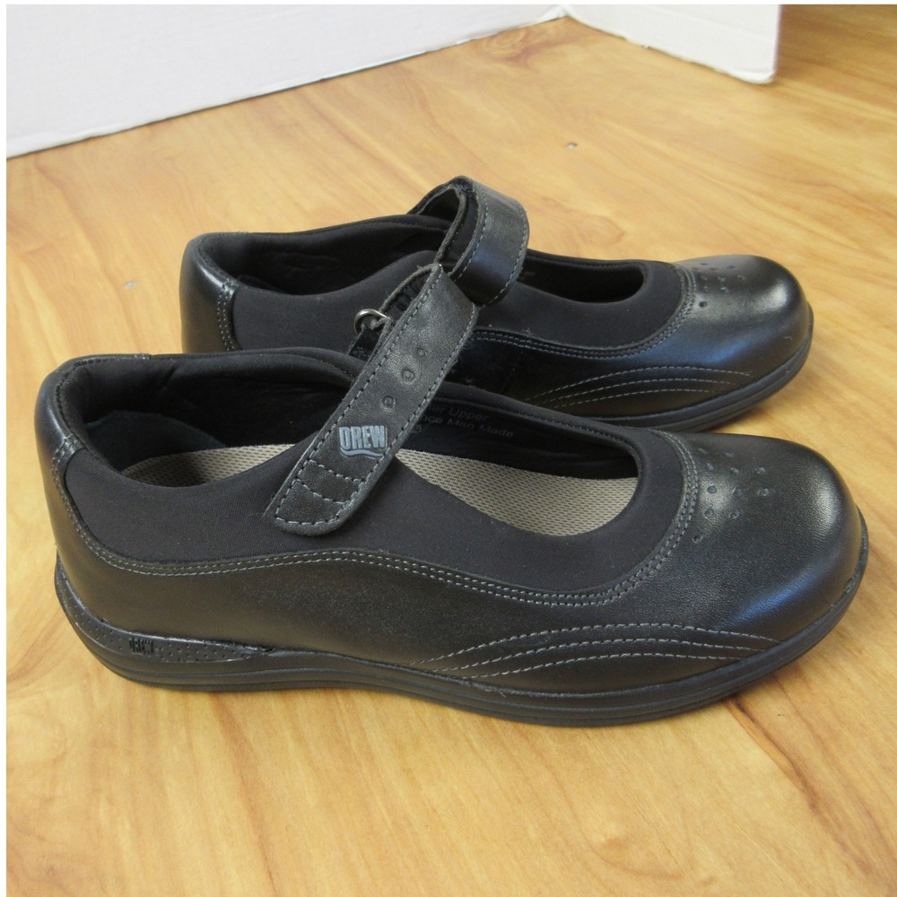 DREW Rose‎ Adjustable Strap Black Leather Shoes Sz 6 Casual Walking Sneakers NEW